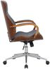 TPFLiving Bürostuhl Mellow mit bequemer Rückenlehne - höhenverstellbar und 360° drehbar (Schreibtischstuhl, Drehstuhl, Chefsessel, Bürostuhl XXL), Gestell: Metall chrom - Sitz: Kunstleder walnuss/grau Bild 2