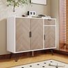 Sideboard aus MDF/Spanplatte mit Schublade & verstellbaren Einlegeböden, 90x30x71,5 cm, Weiß/Holzfarben Bild 2