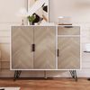 Sideboard aus MDF/Spanplatte mit Schublade & verstellbaren Einlegeböden, 90x30x71,5 cm, Weiß/Holzfarben Bild 4