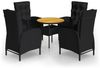 vidaXL 5-tlg. Garten-Bistro-Set Poly Rattan Schwarz 3058553 Bild 2