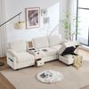 Großes Cordsofa 266cm×136cm×82cm Memory Foam 3-Sitzer mit Stauraumhocker Mittelkonsole USB Wohnzimmer,Beige Bild 2
