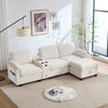 Großes Cordsofa 266cm×136cm×82cm Memory Foam 3-Sitzer mit Stauraumhocker Mittelkonsole USB Wohnzimmer,Beige Bild 5