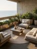 KADIMA DESIGN Teppich VENTOUX Wetterfest UV-Beständig Balkon Waschbar Strapazierfähig, Rund, Höhe: 5 mm, Beige, 80x80 cm, Outdoor Balkonteppich Terrasse Pflegeleicht Robust Bild 1