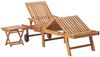 vidaXL Sonnenliege mit Tisch und Auflage Massivholz Teak 3063023 Bild 3