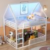 Haus-Etagenbett, 140x200, mit Zaun und LED-Licht，Weiß, 140 x 200 cm Bild 3