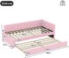 Daybett, 90*200cm Tagesbett, Schlafsofa, Bett mit Lattenrost ohne Matratze, mit Nachttischlampe, mit multifunktionalem Ausziehbett, USB-Anschluss, Typ-C, Komfortmaterial, Boucle, Rosa Bild 3