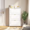 Schuhschrank 70x24x120 cm weiß 2 Klapptüren 6 Fächer Ablagefläche Bild 4