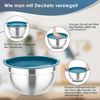 TEAMFAR Edelstahl Rührschüssel mit Deckel 4er Set 4,5/3/1,5/1,2L - Blau Bild 4