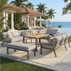 STILVORA Gartenlounge-Set L-förmiges Gartenmöbel-Set mit Holztisch / Wetterfeste Eckgarnitur, (Gartensofa-Set mit Sessel, Bank & Holz-Arbeitsplatte, Platz für bis zu 8 Personen), für Garten Terrasse Balkon Bild 5