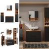 Badmöbel-Set Irma Anthrazit mit Wabenstruktur 4 Teile, mit Schubladenschrank und Hochschrank Vicco Bild 2