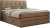 Boxspringbett mit Kopfteil und Topper, Polsterbett - LUKA-KING - 140x200cm - Braun Kunstleder - H4 Bild 3