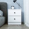 Roomart KOMO Beistelltisch mit 2 Schubladen – Nachttisch & Aufbewahrungstisch – 40 x 46,8 cm – Modernes Möbel für Wohnzimmer, Schlafzimmer & Büro • Weiß Bild 2