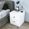 Roomart KOMO Beistelltisch mit 2 Schubladen – Nachttisch & Aufbewahrungstisch – 40 x 46,8 cm – Modernes Möbel für Wohnzimmer, Schlafzimmer & Büro • Weiß Bild 3