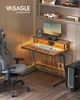 Vasagle Schreibtisch, Gaming Tisch mit eingebauter Steckdosenleiste, Computertisch, mit Monitorständer für 2 Monitore, Schlafzimmer, 60 x 100 x 76 cm, vintagebraun LWDDE191K01 Bild 2