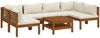 vidaXL 7-tlg. Garten-Lounge-Set mit Creme Kissen Massivholz Akazie 3086947 Bild 2