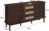 Sideboard 140,5 x 40 x 76 cm in Walnussoptik mit Rattanschubladen, Schiebetüren und verstellbaren Einlegeböden Bild 5