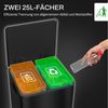 HOMCOM Mülleimer 2 x 25L mit Deckel Fußpedal, für Wohnzimmer, Büro, Edelstahl, 47,7 x 37,5 x 56 cm Bild 3
