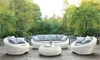 Vente-unique - WHITEHEAVEN Gartensitzgruppe Harz Weiß - B 101 cm x H 66 cm x L 201 cm Bild 5