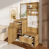 Kompaktgarderobe, Modernes Multifunktionales Eingangsregal – Elegante holzfarbene Aufbewahrung mit Spiegel, verstellbaren Haken und geräumigen Regalen für Schuhe, Mäntel und kleine Gegenstände, 105 cm Bild 4