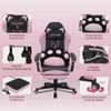 Puluomis Gaming-Stuhl Bürostuhl Ergonomisch mit Katzenpfote Lendenkissen und Katzenohren (Gamer Stuhl, Racing Computerstuhl PC Stuhl mit Fußstütze Kopfstütze), für Mädchen, Teenager, Kinder, Pink Bild 2