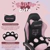 Puluomis Gaming-Stuhl Bürostuhl Ergonomisch mit Katzenpfote Lendenkissen und Katzenohren (Gamer Stuhl, Racing Computerstuhl PC Stuhl mit Fußstütze Kopfstütze), für Mädchen, Teenager, Kinder, Pink Bild 4
