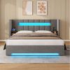 STILVORA Polsterbett 180×200 Multifunktionaler Stauraumbett mit Nachtisch, ohne matratze (Samtbett Doppelbett mit Lattenrost, Stauraum, USB, LED, Schrank, Samtstoff, breites Kopfteil, Retro Schrank), Hydraulik Stauraum, weich gepolstert, LED Licht Bild 2