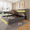 STILVORA Polsterbett 180×200 Multifunktionaler Stauraumbett mit Nachtisch, ohne matratze (Samtbett Doppelbett mit Lattenrost, Stauraum, USB, LED, Schrank, Samtstoff, breites Kopfteil, Retro Schrank), Hydraulik Stauraum, weich gepolstert, LED Licht Bild 3