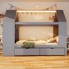 Merax Kinderbett 90*200cm, Einzelbett, Jugendbett, Hausbett, Hausförmiges Design, mit zwei Schubladen, mit LED, mit Stauraum, Multifunktionsbett, Grau Bild 3