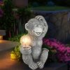 LED Solarleuchte, Affe mit Glühbirne, grau, H 27,5 cm Bild 2