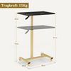 BarberPub Beistelltisch mit Rollen, Pflegetisch Höhenverstellbar, Salon-Tablettwagen Gold, Betttisch C Form, Friseurwagen, Wohnzimmer, 40 x 60 x 72/97cm, 2832(Schwarz-Gold) Bild 3