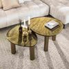 Couchtisch Klidun Glas und Aluminium, modern organisch, Antikgold, gewellte Glasplatte, Größe M Bild 4