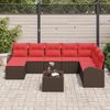 vidaXL Sofa Set mit Kissen 9 pcs Braun und Rot Poly-Rattan 3354843 Bild 3