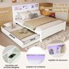 Merax Doppelbett 120x200&90*190cm, Flachbett, Familien-Spleißbett, Mit Umgebungslichtstreifen, Eingebaute Ladebuchse, Mit ausziehbarem Bett, Kopfteil-Aufbewahrung, Weiß Bild 5