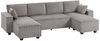 HOMCOM Ecksofa 4 Sitzer mit Doppel-Chaiselongues, Kissen, Couch 1 Teile, mit breitem und tiefem Sitz, breiten Armlehnen Bild 2