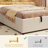 Polsterbett 90x200 cm mit hydraulischem Stauraum – Jugendbett aus Bouclé in Beige Bild 4