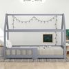 Haus-Kinderbett 90×200 cm mit Rausfallschutz und Tafel, Grau, ohne Matratze Bild 4
