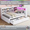 REDOM Stauraumbett mit USB-Steckdose und LED-Beleuchtung, mit Regalen und Ablagefächern (mit Schubladen,Kinderbett Jugendbett, 90x200cm), ohne Matratze Bild 4