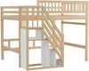 Bett mit Treppe und Stauraum, 140x200 cm, Holzfarbe, ohne Matratze Bild 5