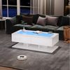 REDOM Couchtisch Hochglanz Beistelltisch mit Glasplatte (Wohnzimmertisch, Satztisch, 1-St, 2 Schubladen, 100*50*35cm), mit LED-Licht Bild 4