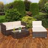 Gartenmöbel 5tlg. Sitzgruppe Sofa Lounge Polyrattan Essgarnitur Sitzkissen braun Bild 3