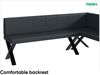 MEBLINI Eckbank für Esszimmer mit ausziehbarem Tisch - Küchenbank - Essecke - Sitzecke Küche - PETER - X-Beine 142x196x87cm Rechts - Dunkelgrau Kunstleder/B Weiß Hochgl. Bild 5