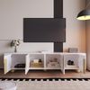 TV-Schrank 180 cm Weiß Holzoptik mit Marmoroberfläche, 4-türig, Massivholzfüße, modernes Sideboard fürs Wohnzimmer Bild 4