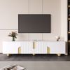 TV-Schrank 180 cm Weiß Holzoptik mit Marmoroberfläche, 4-türig, Massivholzfüße, modernes Sideboard fürs Wohnzimmer Bild 5