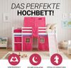Hochbett mit Matratze, Lattenrost, Rutsche, Tunnel & Vorhang, Holz weiß/pink, 90x200 cm Bild 5