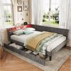 ADWOLT Daybett Tagesbett Polsterbett mit LED-Beleuchtung und Stauraum, Schlafsofa,Jugendbett 140x200 mit 2 Schubladen und USB&Typ-C,Grau Bild 2