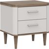 Forte LACETTI Nachttisch 50, eleganter Nachtschrank mit 2 Schubladen und hohen Füßen, Holzwerkstoff, Schlafzimmer, Kaschmir|Beige|Valencia Eiche Holzdekor, 50,4 cm breit x 53,3 cm hoch x 41,2 cm tief Bild 3