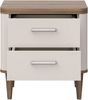Forte LACETTI Nachttisch 50, eleganter Nachtschrank mit 2 Schubladen und hohen Füßen, Holzwerkstoff, Schlafzimmer, Kaschmir|Beige|Valencia Eiche Holzdekor, 50,4 cm breit x 53,3 cm hoch x 41,2 cm tief Bild 4
