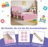 Merax Holzbett Einzelbett 90x200 cm, Kinderbett Jugendbett mit Kreativem Block Design, Massivholz Bettgestell, mit Schubladen, Rosa Bild 5