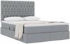 vidaXL Aufbewahrungsbett mit Matratze Hellgrau 140 x 190 cm Stoff 3371841 Bild 3