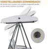 Outsunny Hollywoodschaukel mit Verstellbarem Dach, Kissen, 2-Sitzer, Verstellbares Dach, Schaukelbank, 1 tlg, Gartenschaukel, bis 220 kg Belastbar, für Garten, Balkon, Grau, 145 x 116 x 172 cm Bild 3